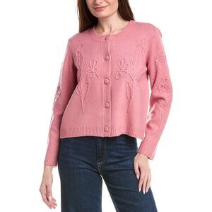 Cece Womens  Knit Flower Cardigan, Pink